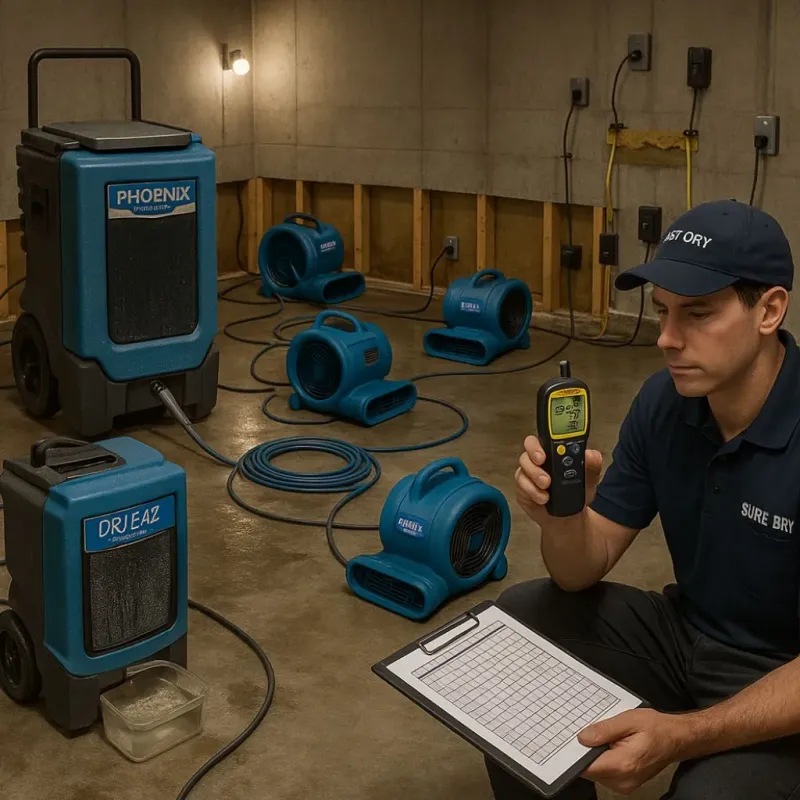 Structural Drying and Dehumidification process in North Highlands, CA